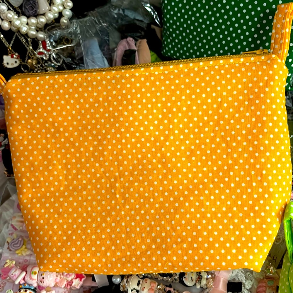 #24 Yellow Orange Make Up Bag Handmade